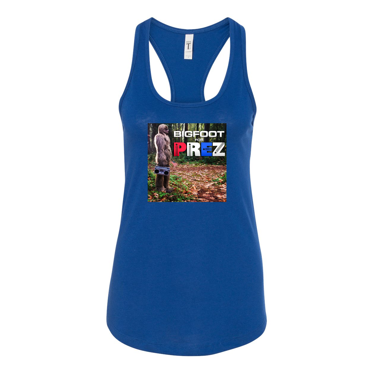 Fem Fit Bigfoot for Prez Boombox Racerback Tank