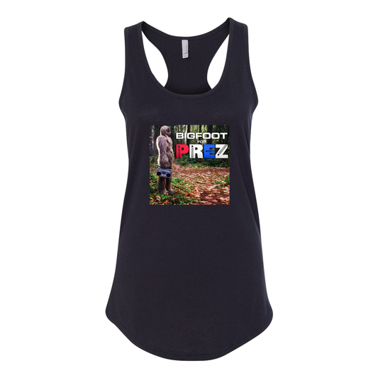 Fem Fit Bigfoot for Prez Boombox Racerback Tank